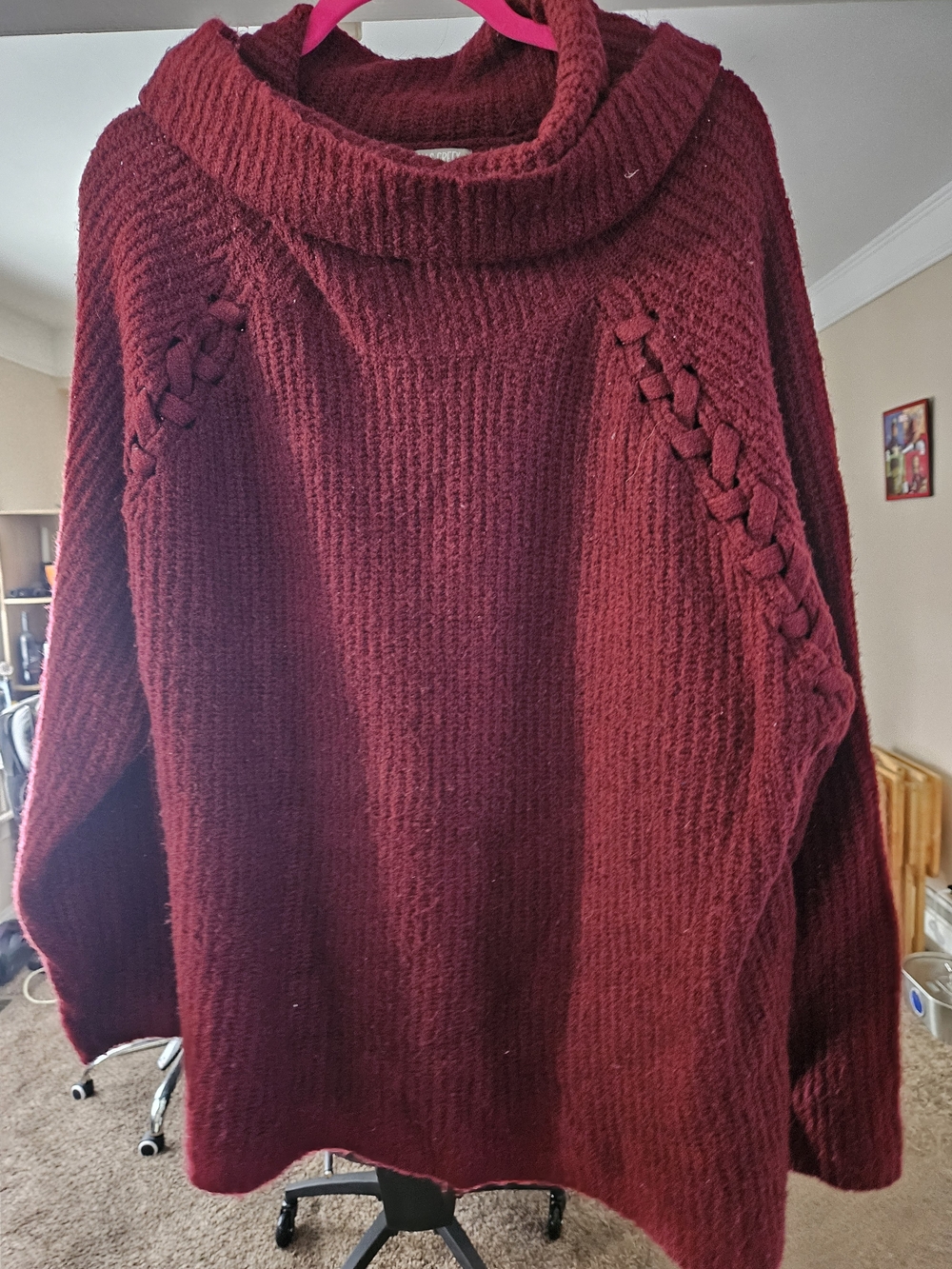 Falls Creek oversized maroon turtleneck sweater 3XL